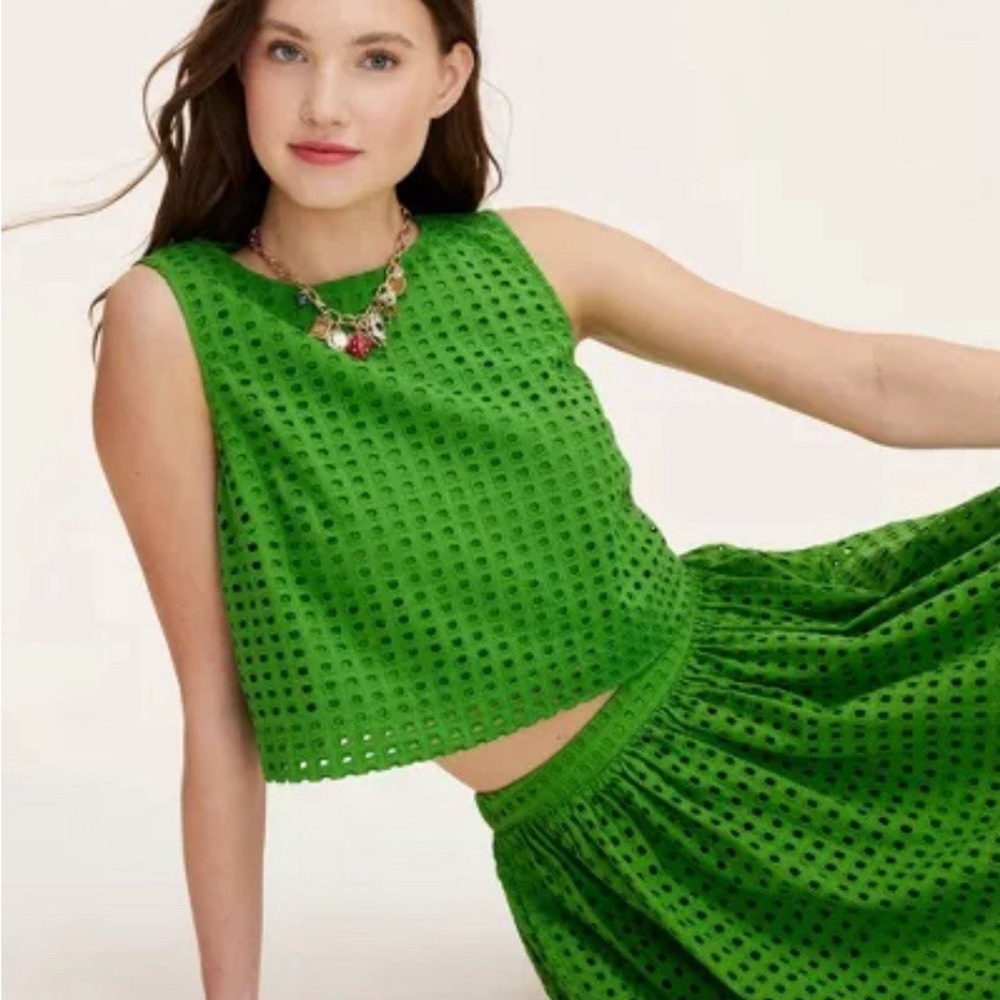 Kate Spade Green Eyelet Tank & Skirt size small NWOT